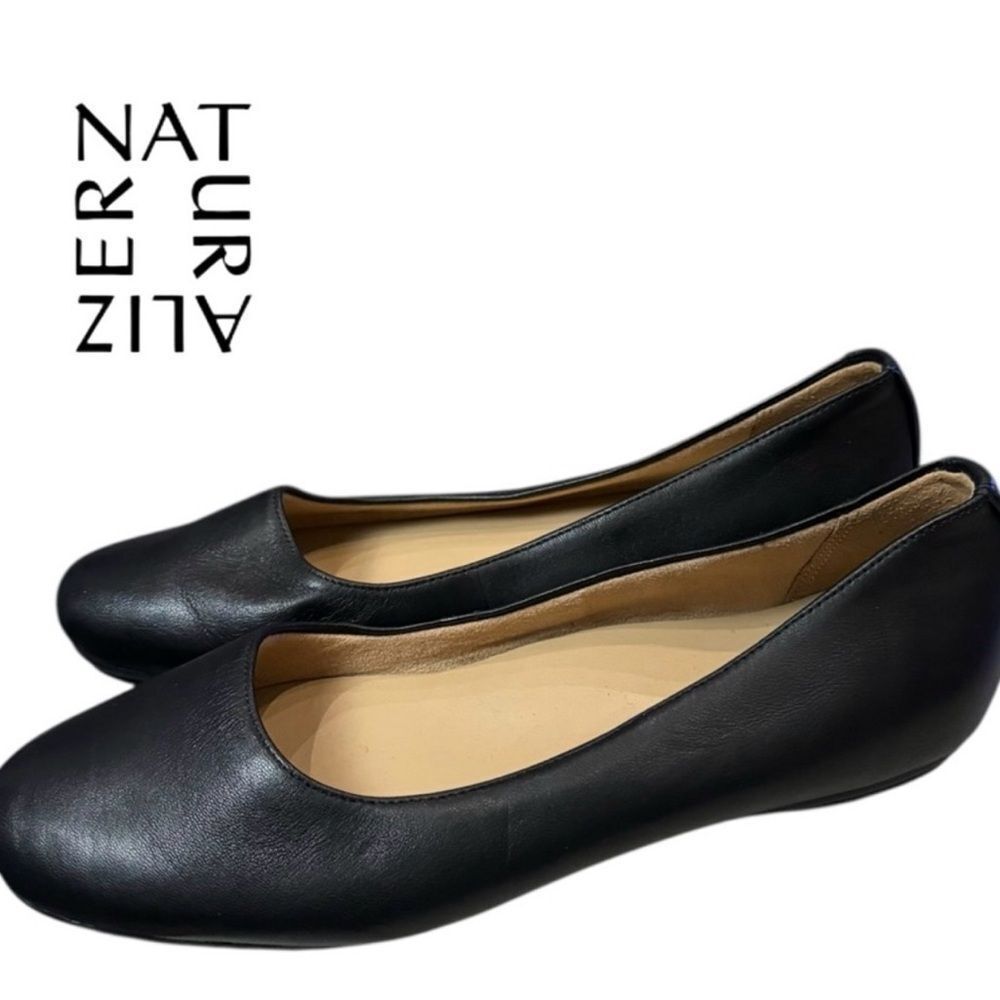 Naturalizer Maxwell Black Leather Ballet Flats Size 10M EUC